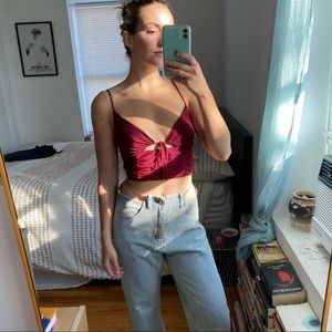 uo my sweetheart mesh tie front cami